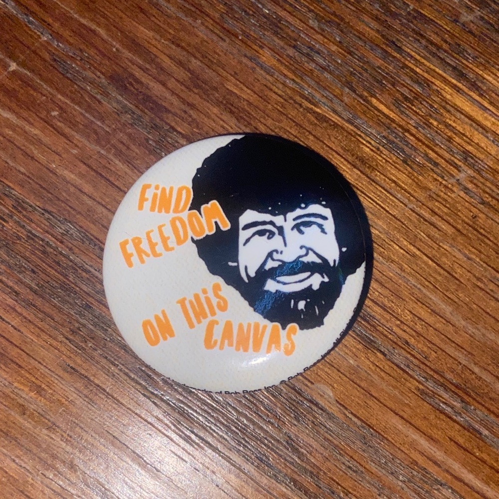bob ross freedom button pin